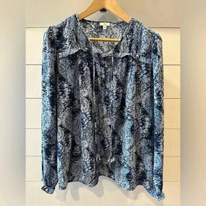 Joie Paisley Blue Ruffle Sleeve Top- size Medium